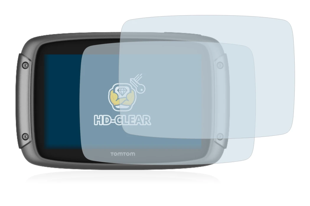 Image de l'appareil TomTom Rider 500 avec une grande variété de protections d'écran.