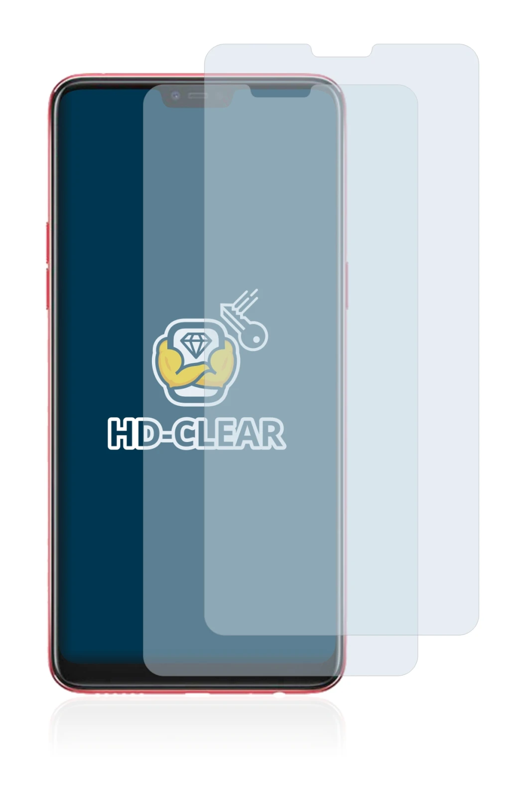 Image de l'appareil Oppo F7 avec une grande variété de protections d'écran.