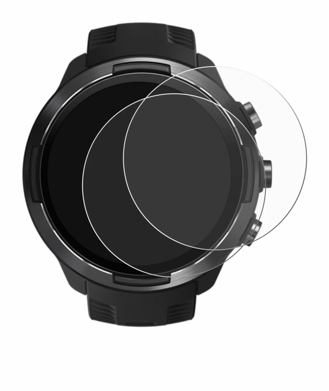 Image de l'appareil Suunto 9 avec une grande variété de protections d'écran.