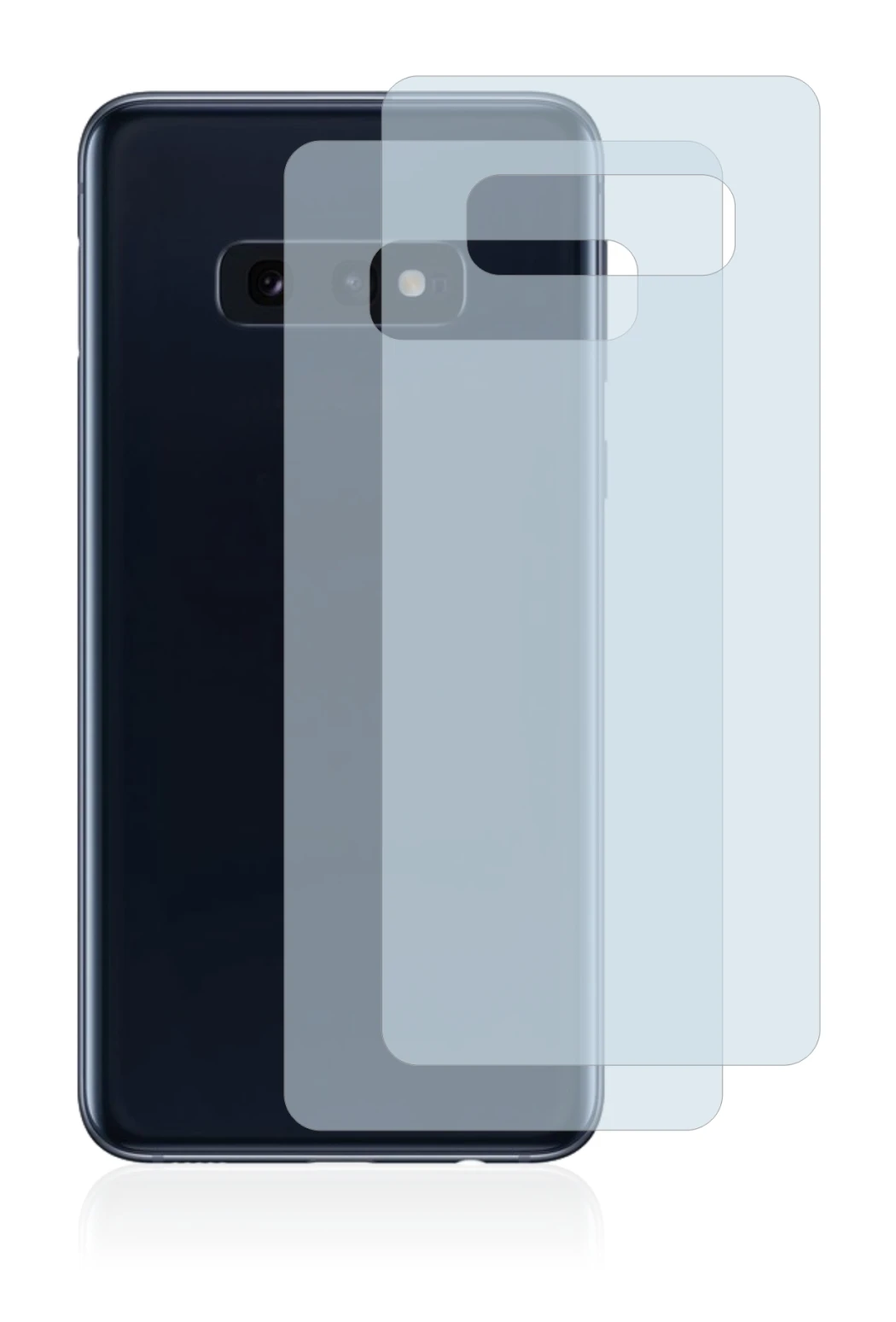 Image de l'appareil Samsung Galaxy S10e (Arrière) avec une grande variété de protections d'écran.