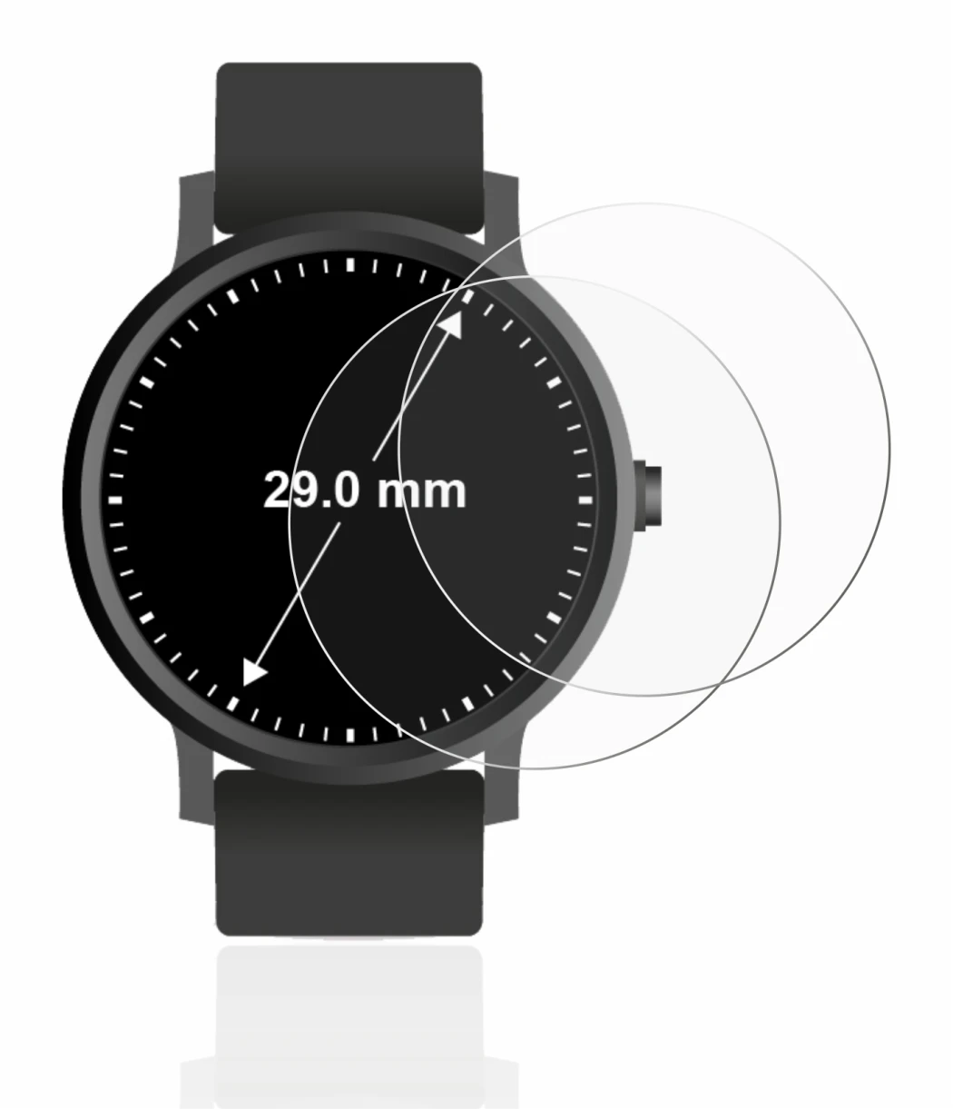 Image de l'appareil Circulaire Displays (ø: 29 mm) avec une grande variété de protections d'écran.