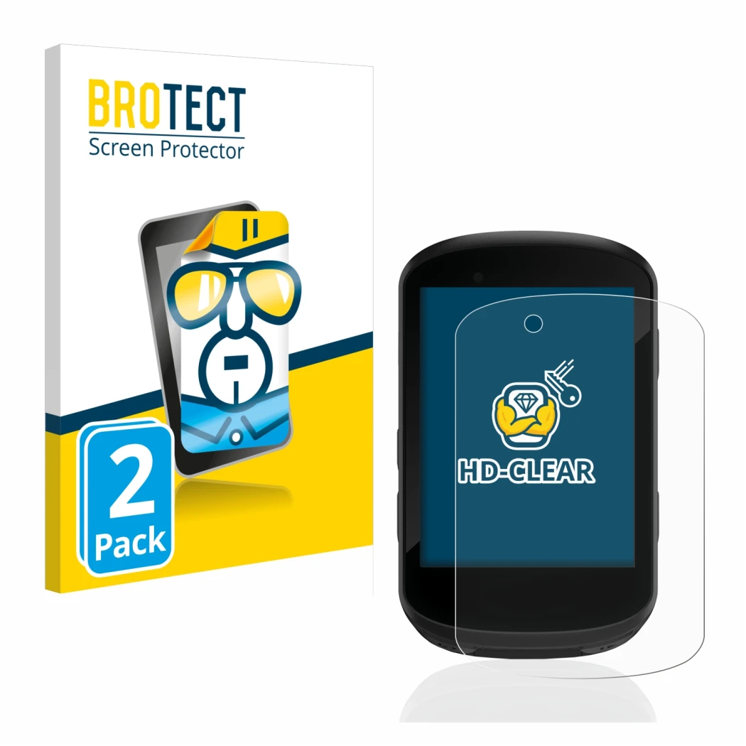 Face avant d’un emballage produit avec le logo de la marque BROTECT. À côté, l’appareil Garmin Edge 530 est représenté avec la