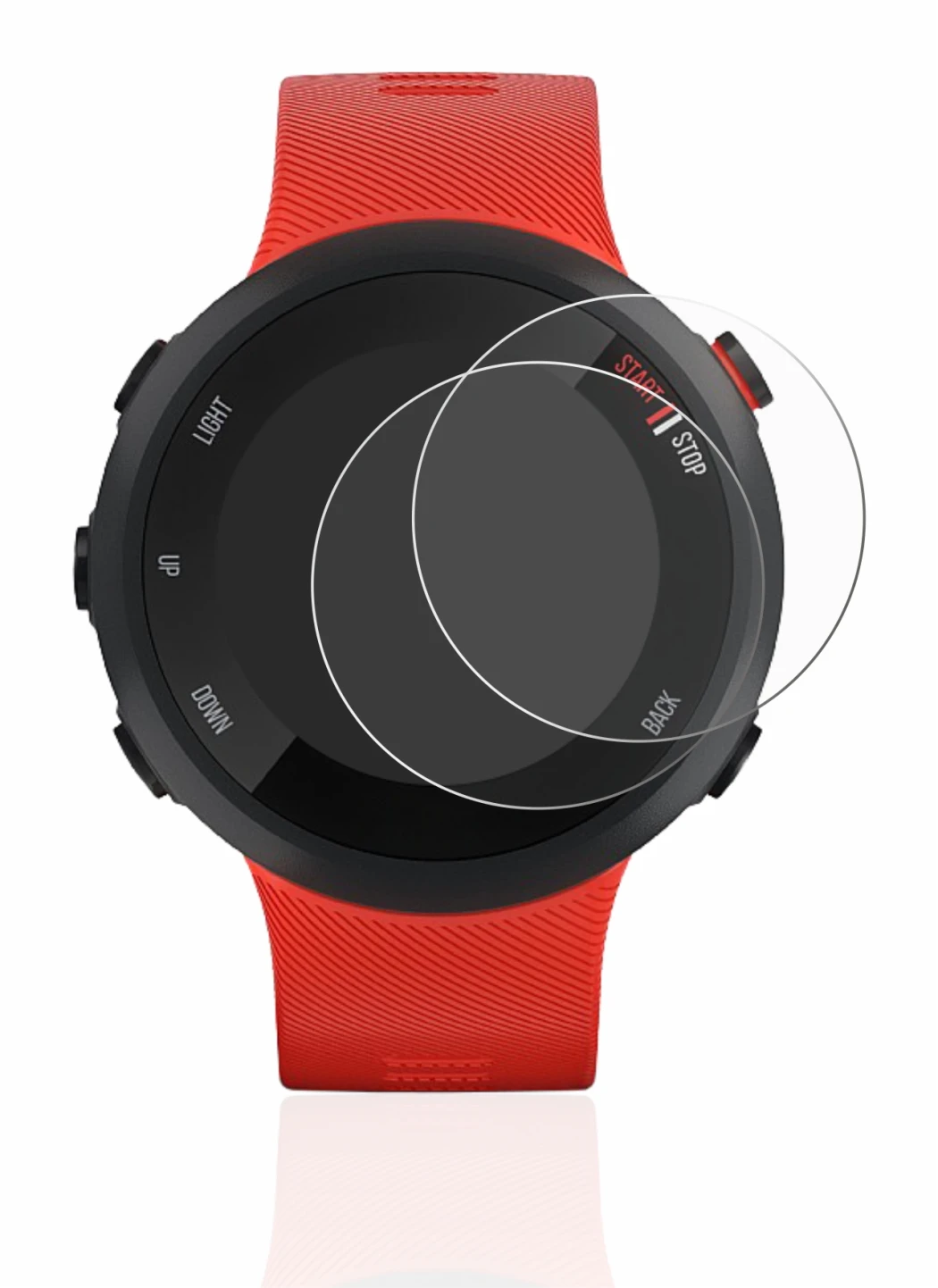 Image de l'appareil Garmin Forerunner 45 avec une grande variété de protections d'écran.