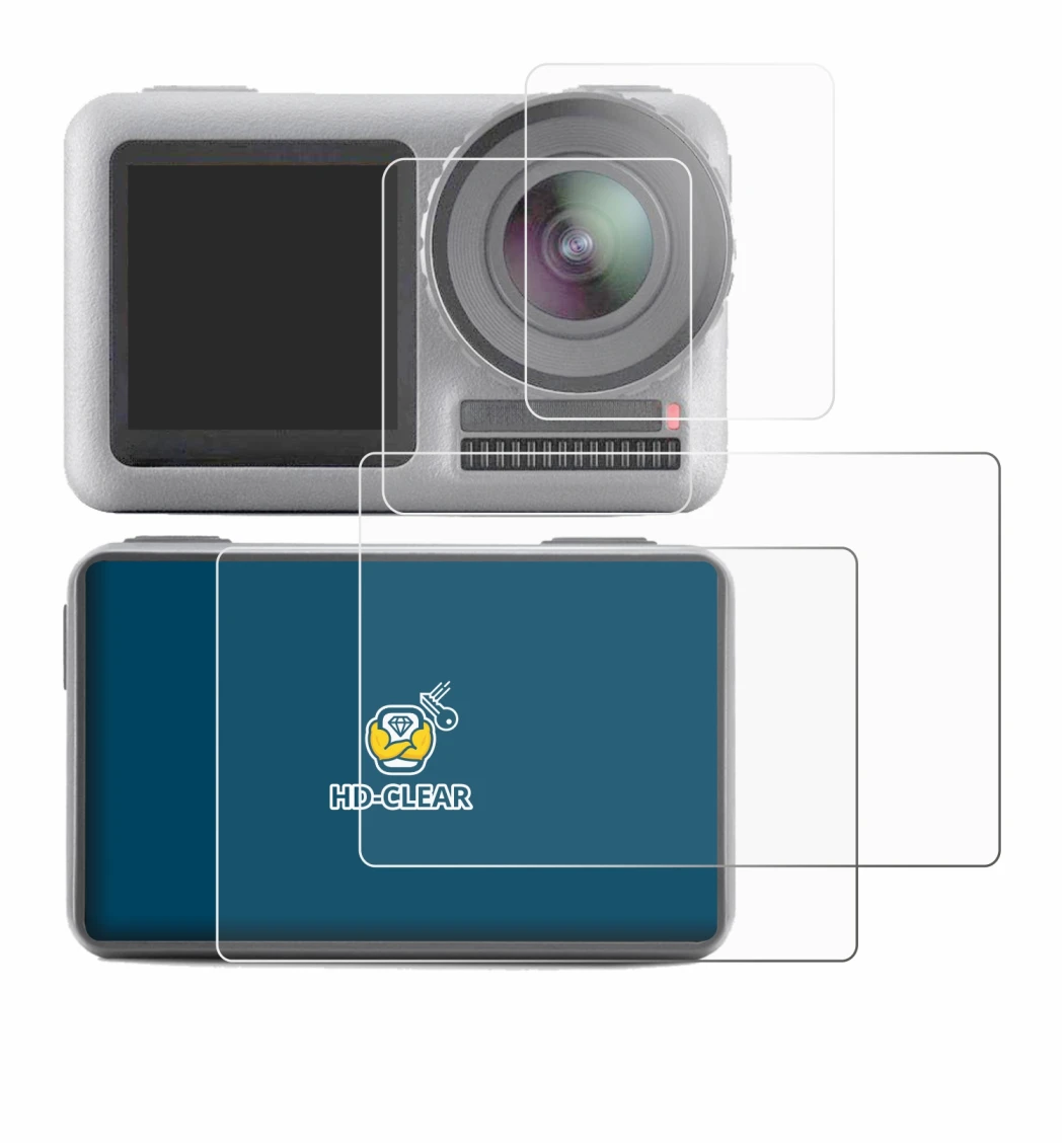 Image de l'appareil DJI Osmo Action avec une grande variété de protections d'écran.
