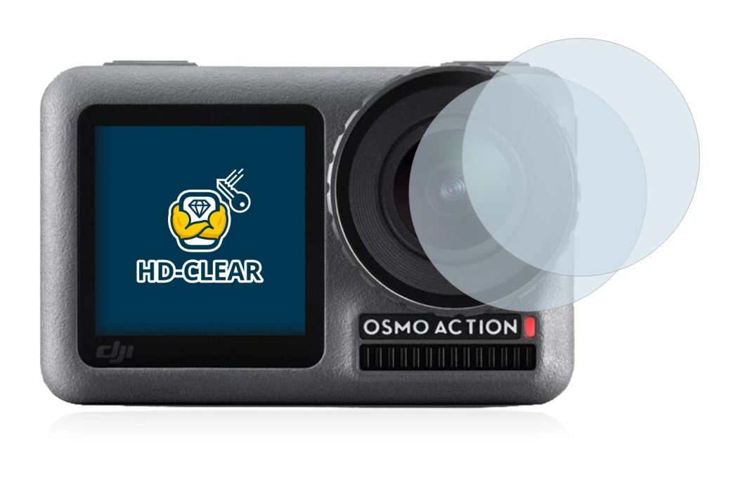 Image de l'appareil DJI Osmo Action (Lentille) avec une grande variété de protections d'écran.