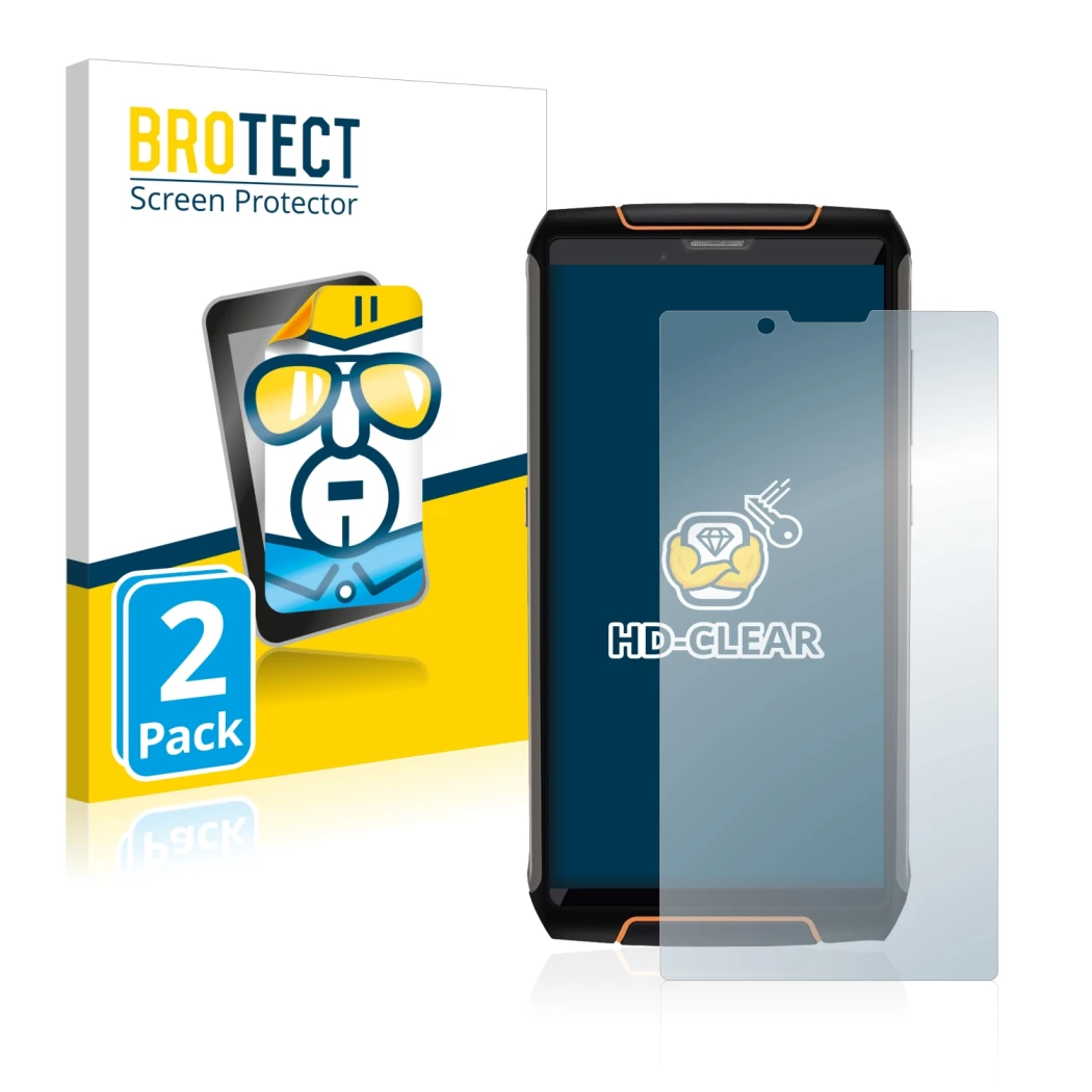 Face avant d’un emballage produit avec le logo de la marque BROTECT. À côté, l’appareil Cubot King Kong 3 est représenté avec 