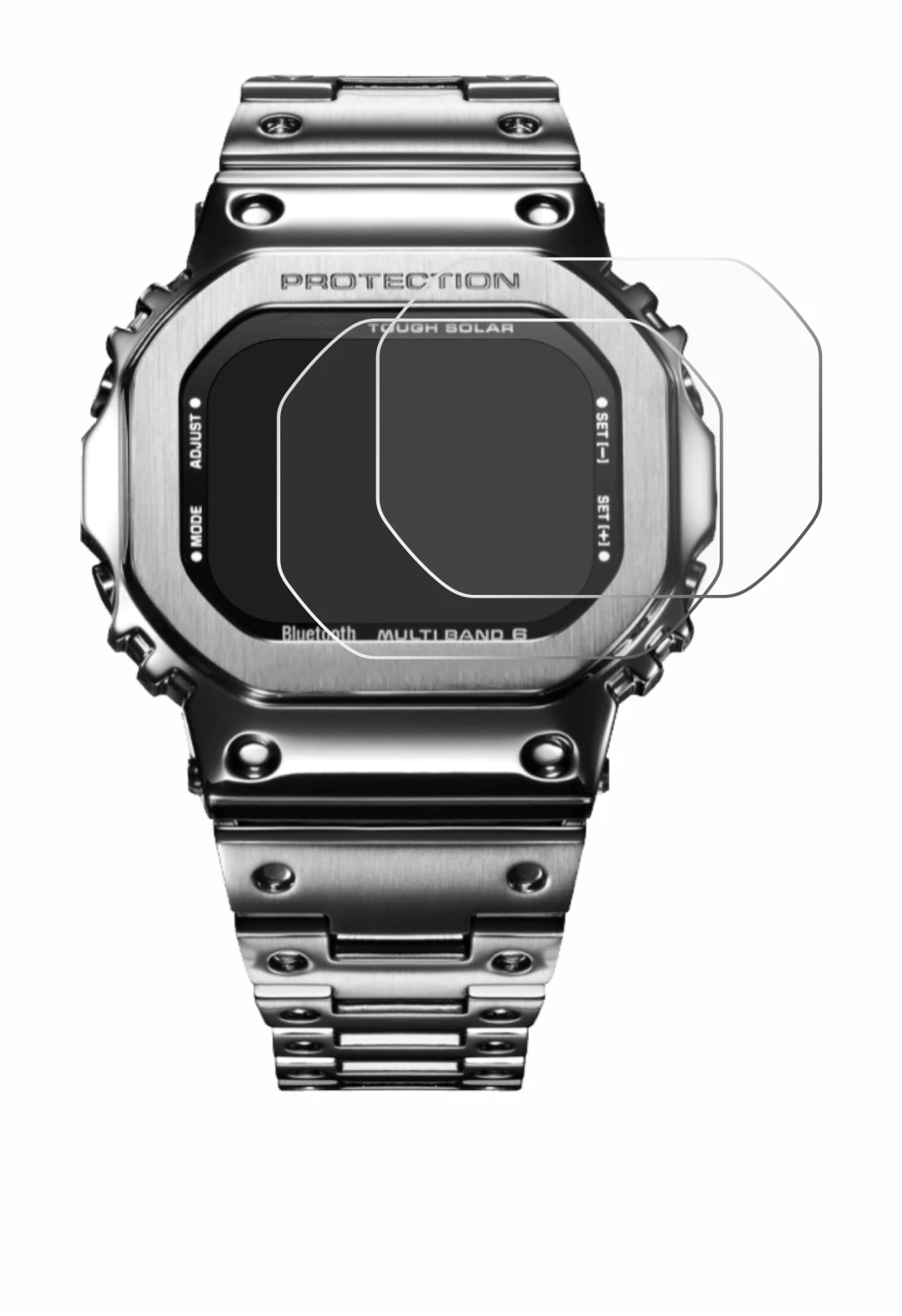 Image de l'appareil Casio G-Shock GMW-B5000D-1ER avec une grande variété de protections d'écran.
