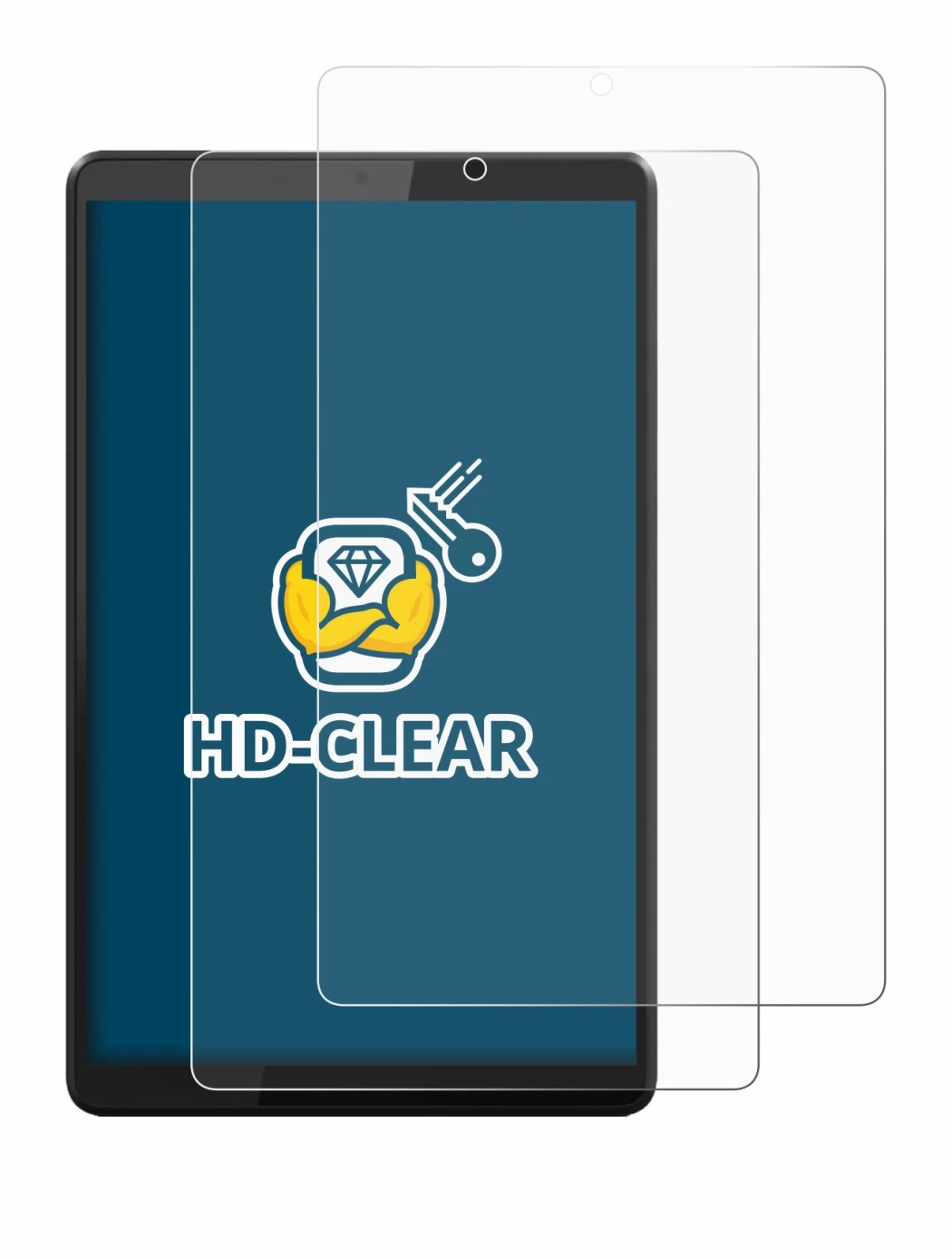Image de l'appareil Lenovo Tab M8 avec une grande variété de protections d'écran.