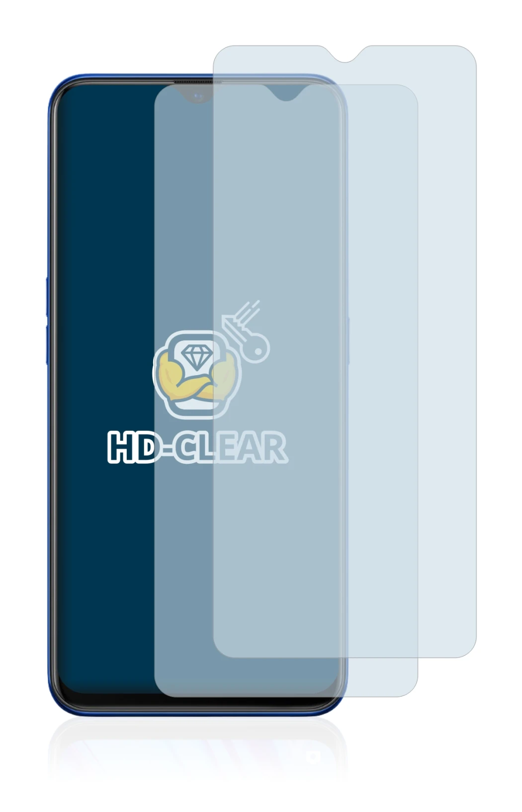 Image de l'appareil Oppo A9 2020 avec une grande variété de protections d'écran.