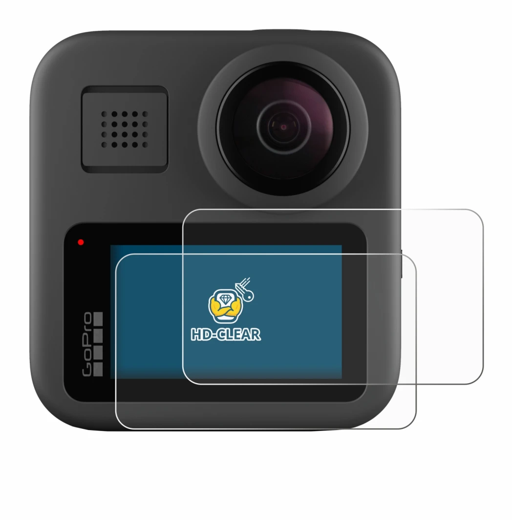 Image de l'appareil GoPro Max avec une grande variété de protections d'écran.