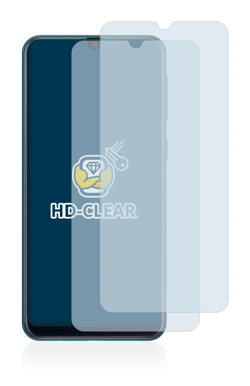 Image de l'appareil Samsung Galaxy M21 avec une grande variété de protections d'écran.