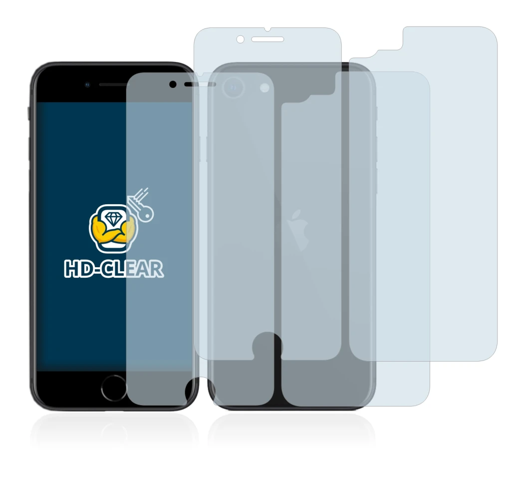Image de l'appareil Apple iPhone SE 2 2020 (Avant+Arrière) avec une grande variété de protections d'écran.