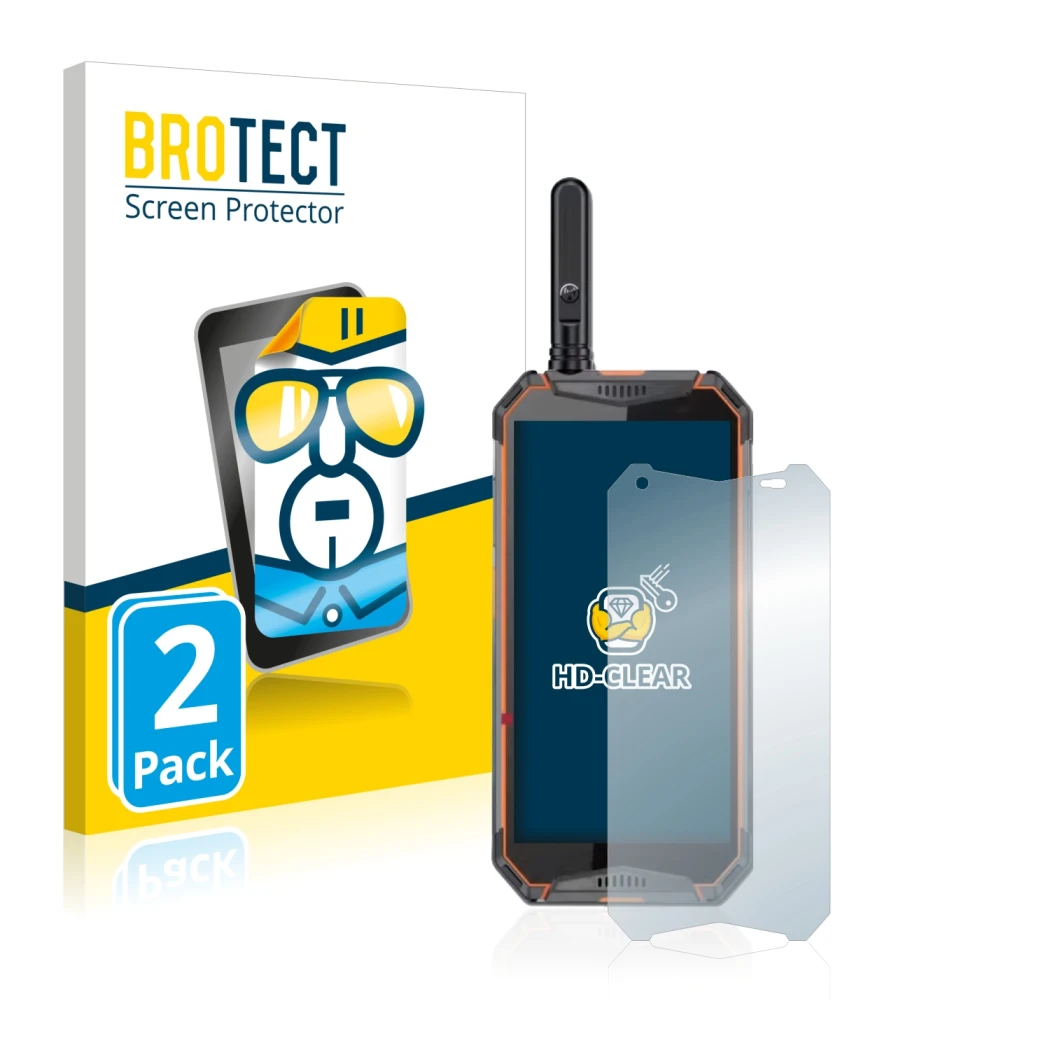 Face avant d’un emballage produit avec le logo de la marque BROTECT. À côté, l’appareil Ulefone Armor 3w est représenté avec l