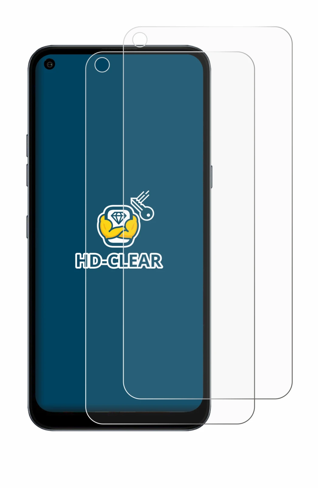 Image de l'appareil LG K61S avec une grande variété de protections d'écran.