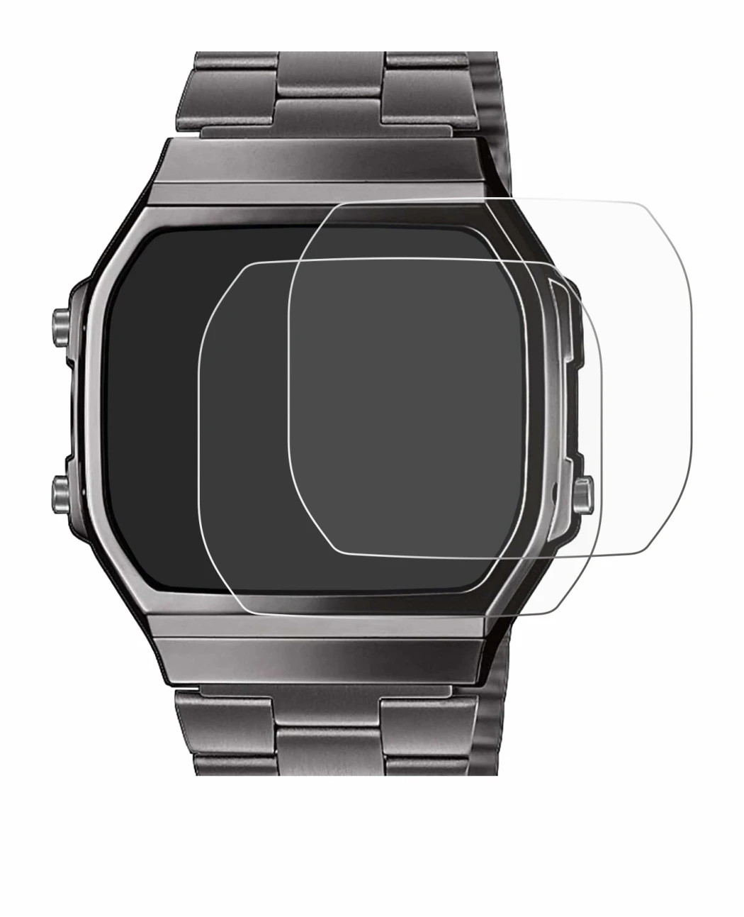 Image de l'appareil Casio A168WEGG-1BEF avec une grande variété de protections d'écran.