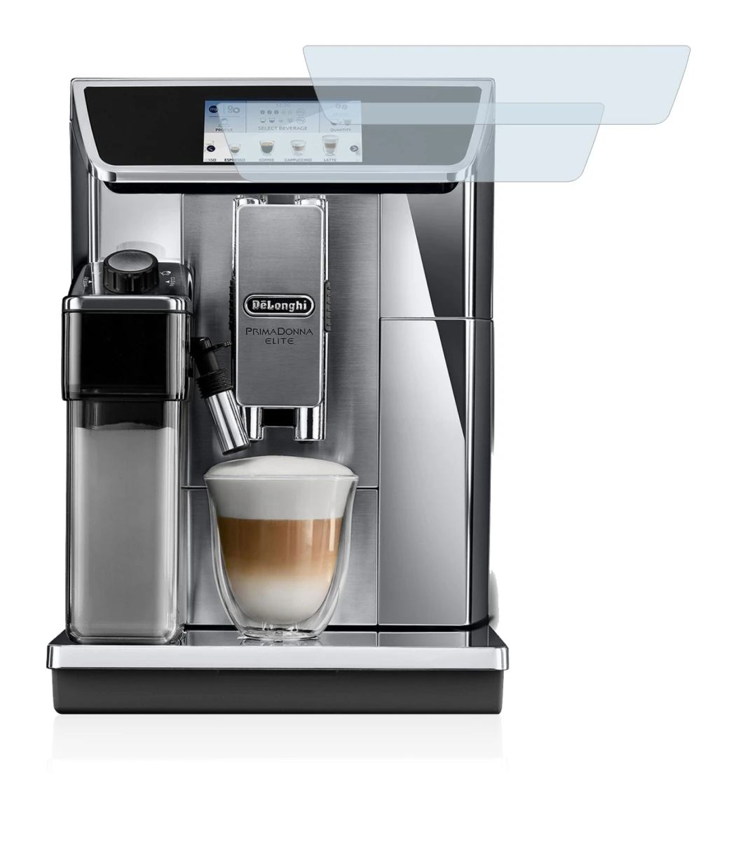 Image de l'appareil DeLonghi PrimaDonna Elite Experience ECAM656.85.MS avec une grande variété de protections d'écran.