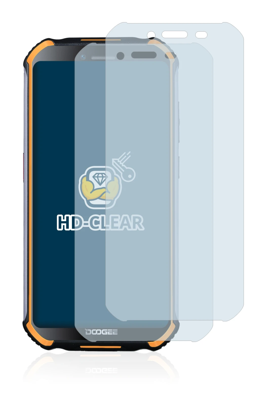 Image de l'appareil Doogee S40 Pro avec une grande variété de protections d'écran.