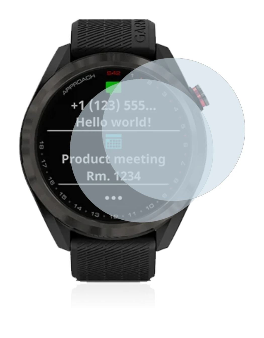 Image de l'appareil Garmin Approach S42 avec une grande variété de protections d'écran.