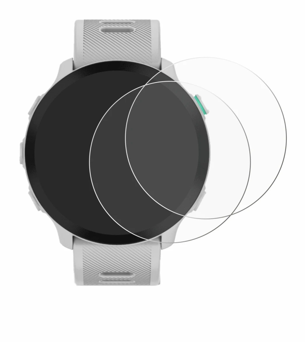 Image de l'appareil Garmin Forerunner 55 avec une grande variété de protections d'écran.