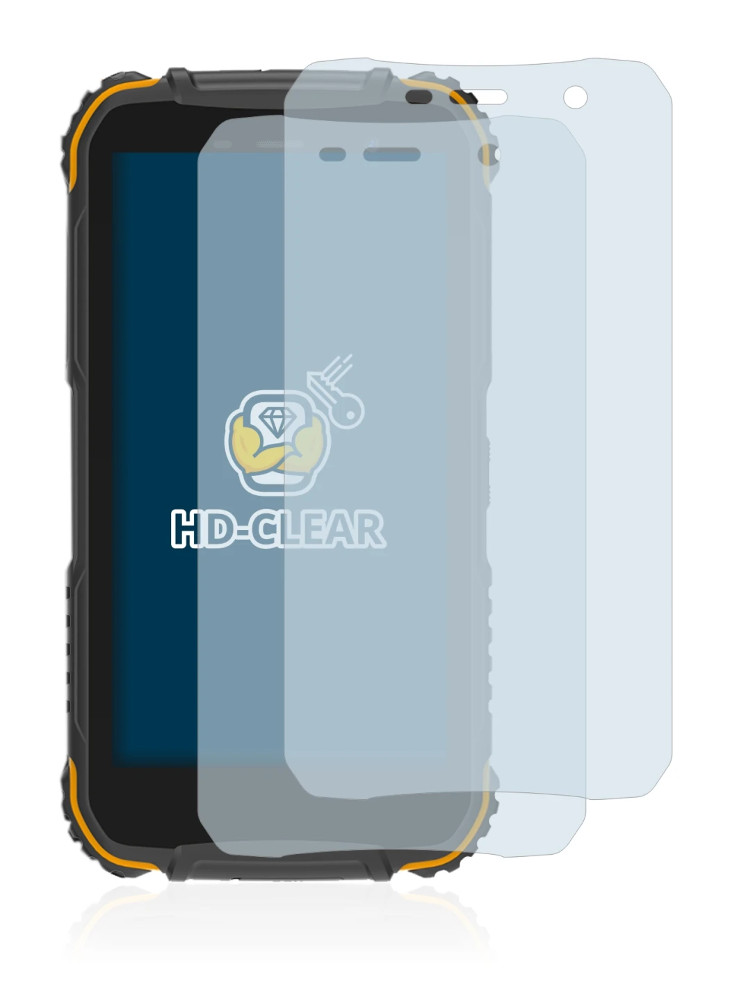 Image de l'appareil Doogee S35 avec une grande variété de protections d'écran.