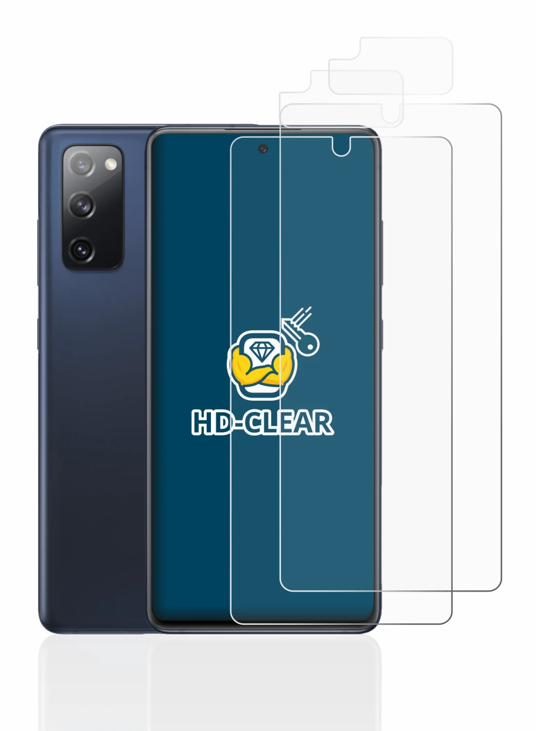 Image de l'appareil Samsung Galaxy S20 FE (Avant+Caméra) avec une grande variété de protections d'écran.