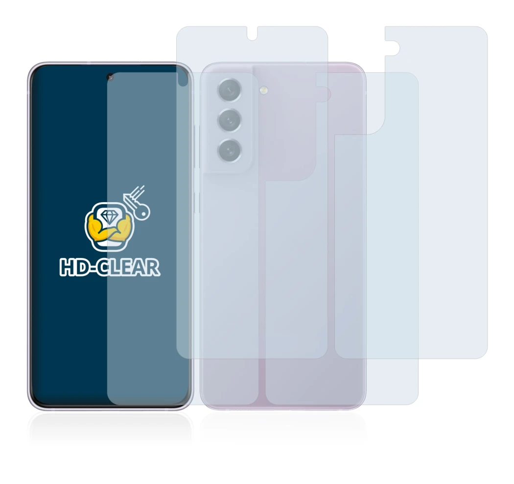 Image de l'appareil Samsung Galaxy S21 FE 5G (Avant+Arrière) avec une grande variété de protections d'écran.