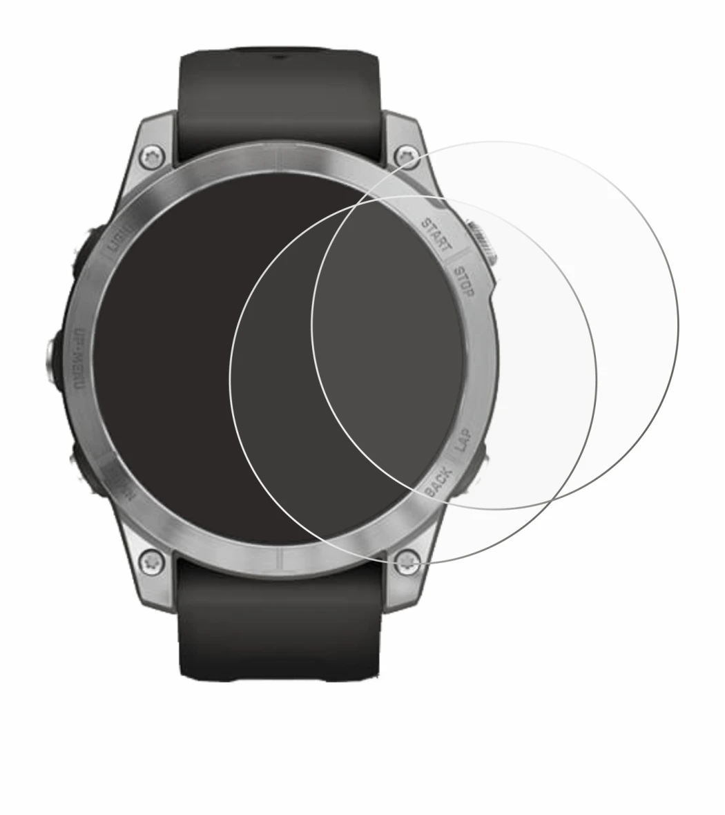 Image de l'appareil Garmin Fenix 7 (47 mm) avec une grande variété de protections d'écran.