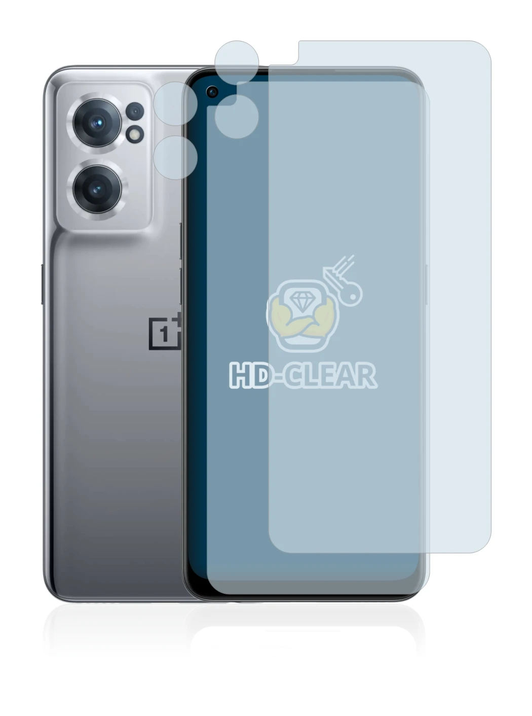 Image de l'appareil OnePlus Nord CE 2 5G (Avant+Caméra) avec une grande variété de protections d'écran.