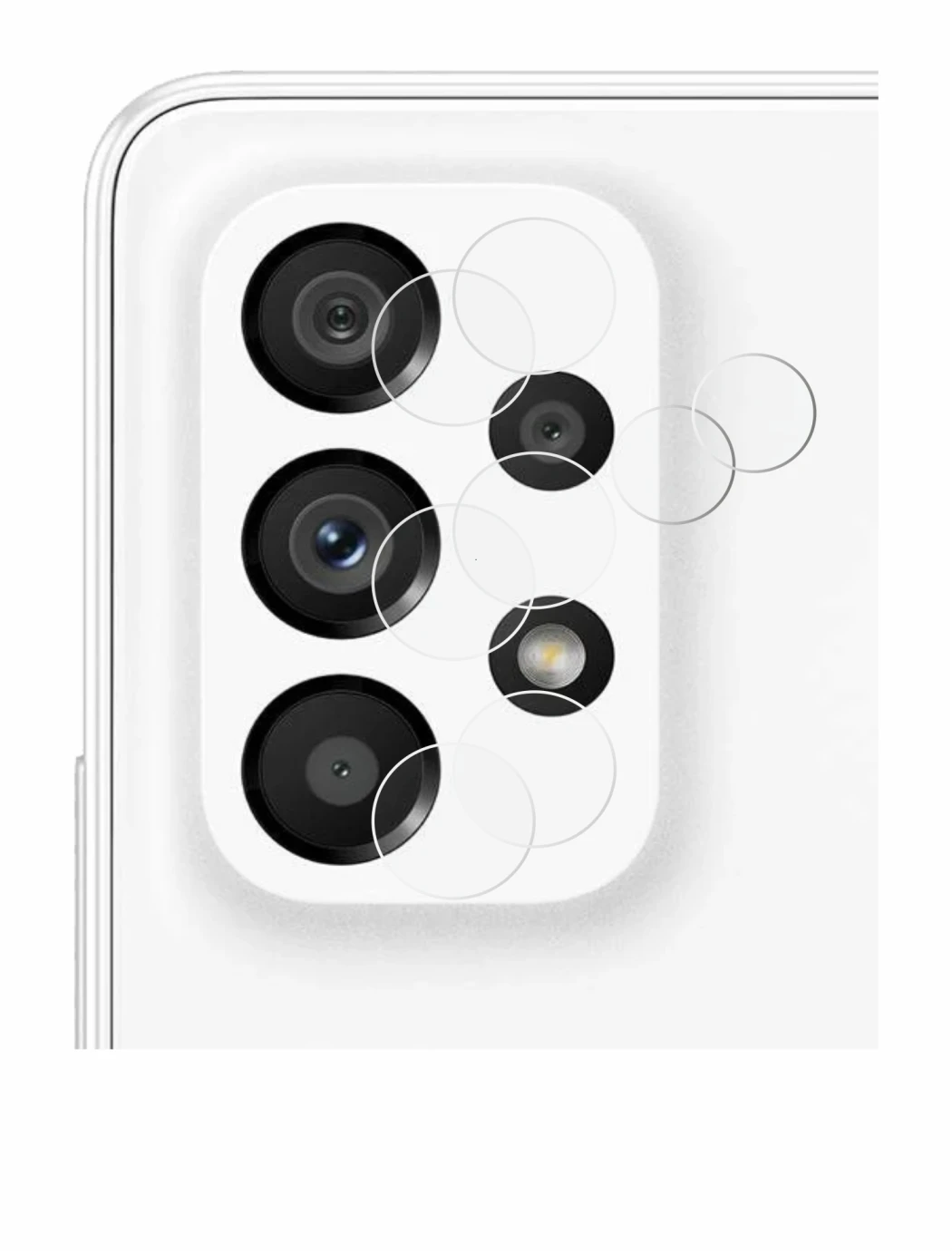 Image de l'appareil Samsung Galaxy A53 5G (Caméra UNIQUEMENT) avec une grande variété de protections d'écran.