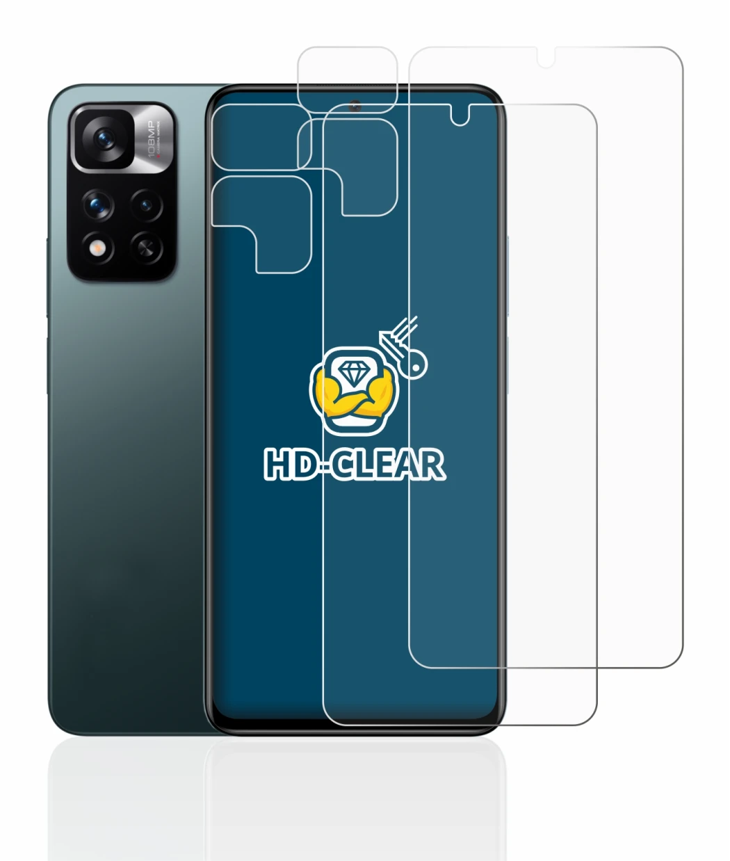 Image de l'appareil Xiaomi Redmi Note 11 Pro+ 5G (Avant+Caméra) avec une grande variété de protections d'écran.