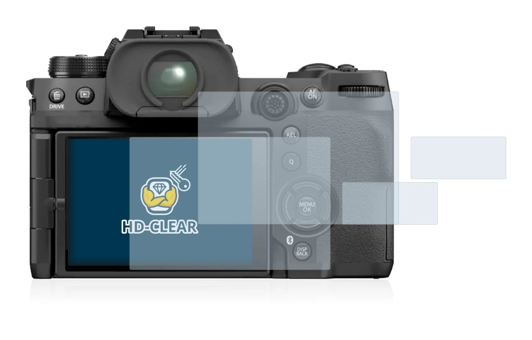 Image de l'appareil Fujifilm X-H2S avec une grande variété de protections d'écran.