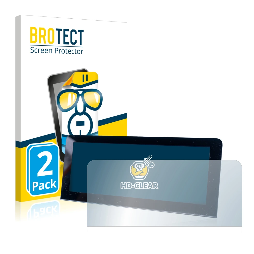 Face avant d’un emballage produit avec le logo de la marque BROTECT. À côté, l’appareil MG 4 est représenté avec la protection