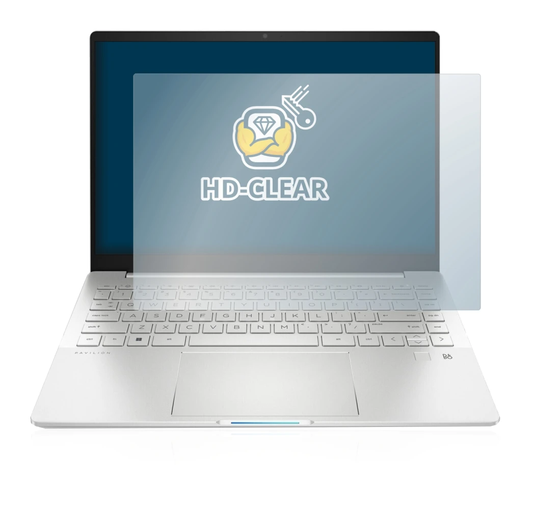 Image de l'appareil HP Pavilion Plus 14-eh avec une grande variété de protections d'écran.