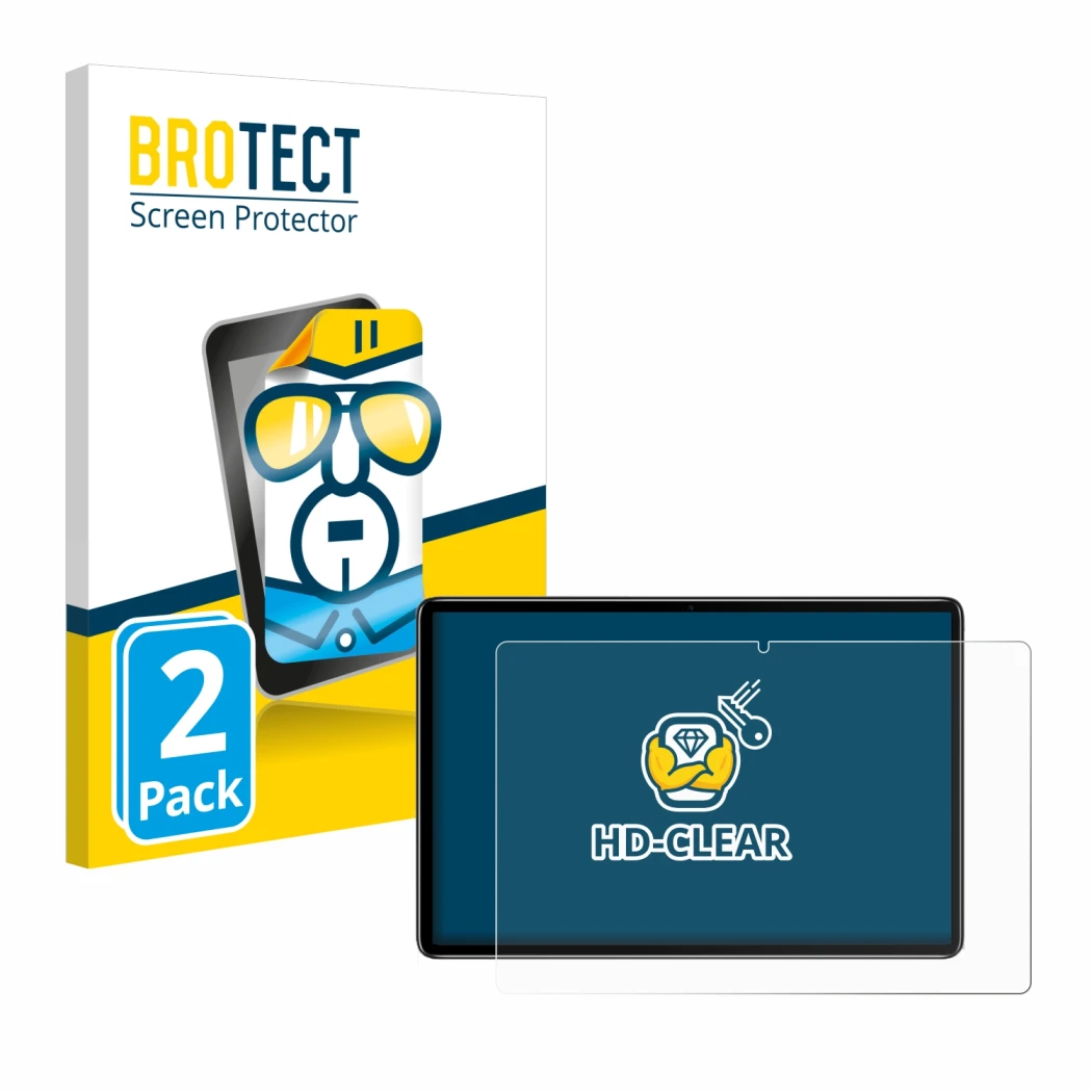 Face avant d’un emballage produit avec le logo de la marque BROTECT. À côté, l’appareil Blackview Oscal Pad 10 est représenté
