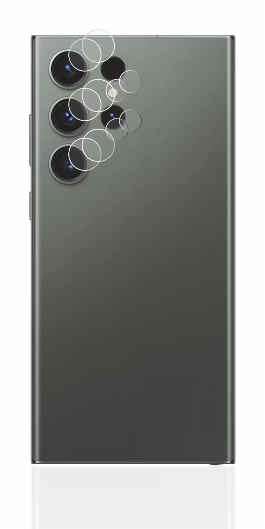 Image de l'appareil Samsung Galaxy S23 Ultra (Caméra UNIQUEMENT) avec une grande variété de protections d'écran.
