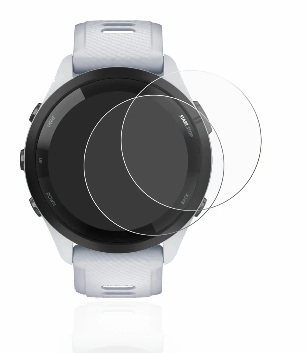 Image de l'appareil Garmin Forerunner 265 (46 mm) avec une grande variété de protections d'écran.