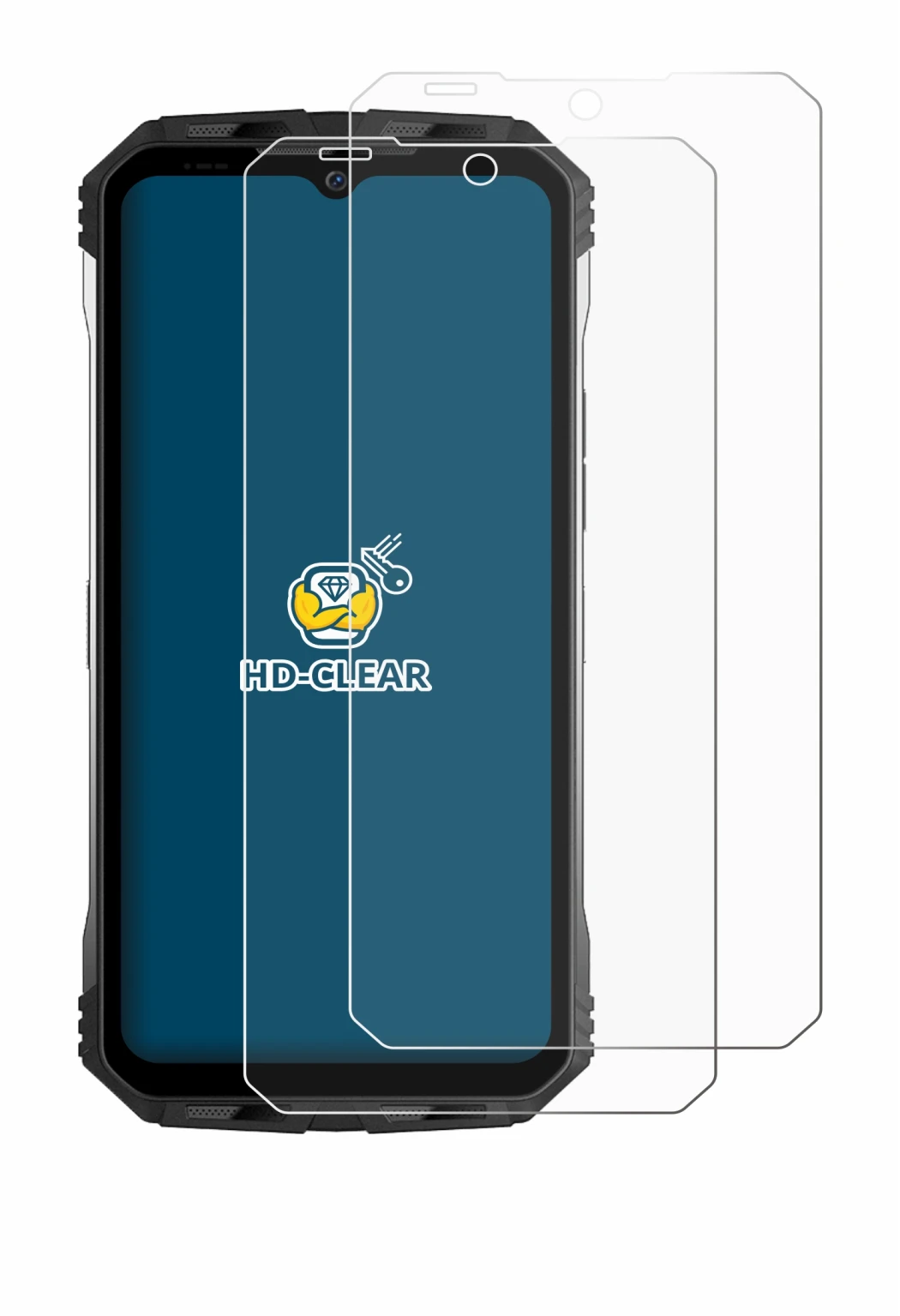 Image de l'appareil Doogee S100 avec une grande variété de protections d'écran.
