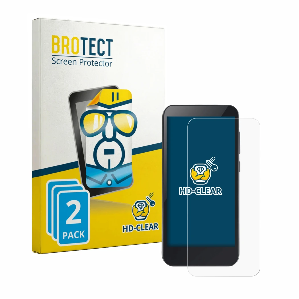 Face avant d’un emballage produit avec le logo de la marque BROTECT. À côté, l’appareil Omnipod 5 est représenté avec la prote