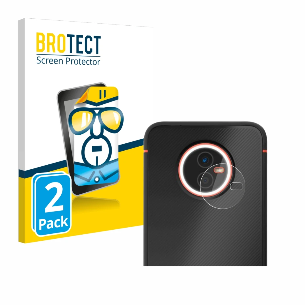 Face avant d’un emballage produit avec le logo de la marque BROTECT. À côté, l’appareil Gigaset GX4 (Caméra UNIQUEMENT) est re