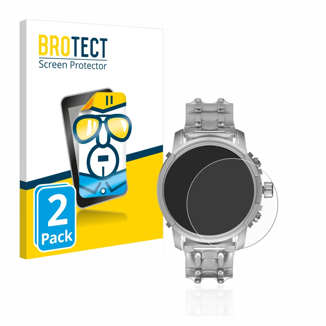Face avant d’un emballage produit avec le logo de la marque BROTECT. À côté, l’appareil Diesel Griffed (45,5 mm) est représent