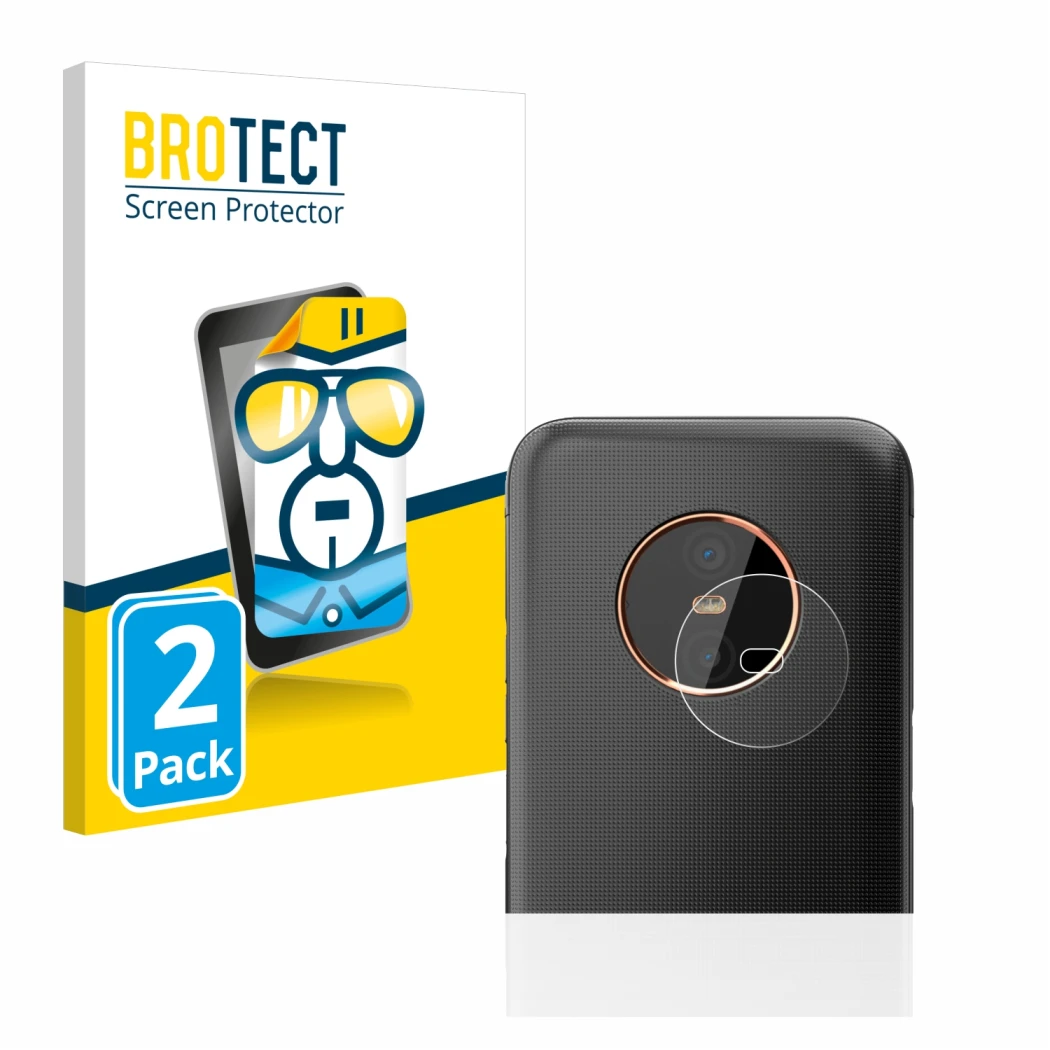 Face avant d’un emballage produit avec le logo de la marque BROTECT. À côté, l’appareil Gigaset GX6 (Caméra UNIQUEMENT) est re