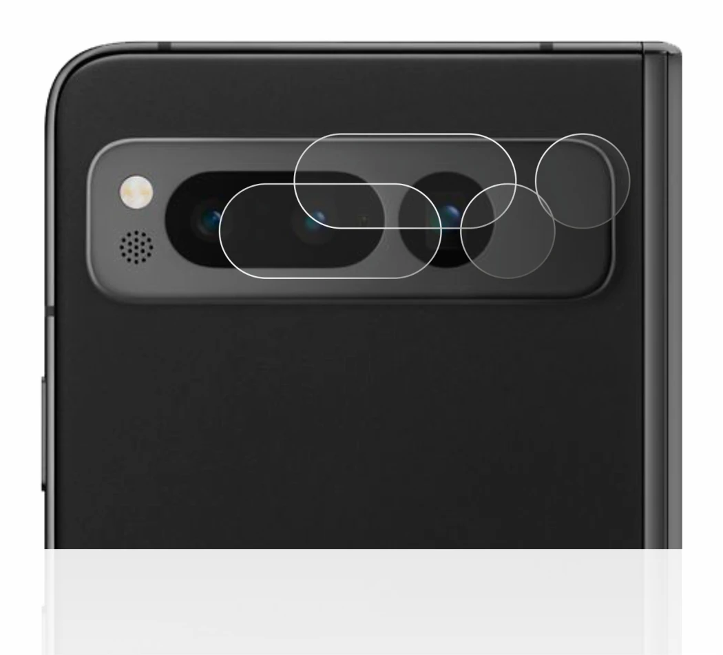 Image de l'appareil Google Pixel Fold (Caméra UNIQUEMENT) avec une grande variété de protections d'écran.