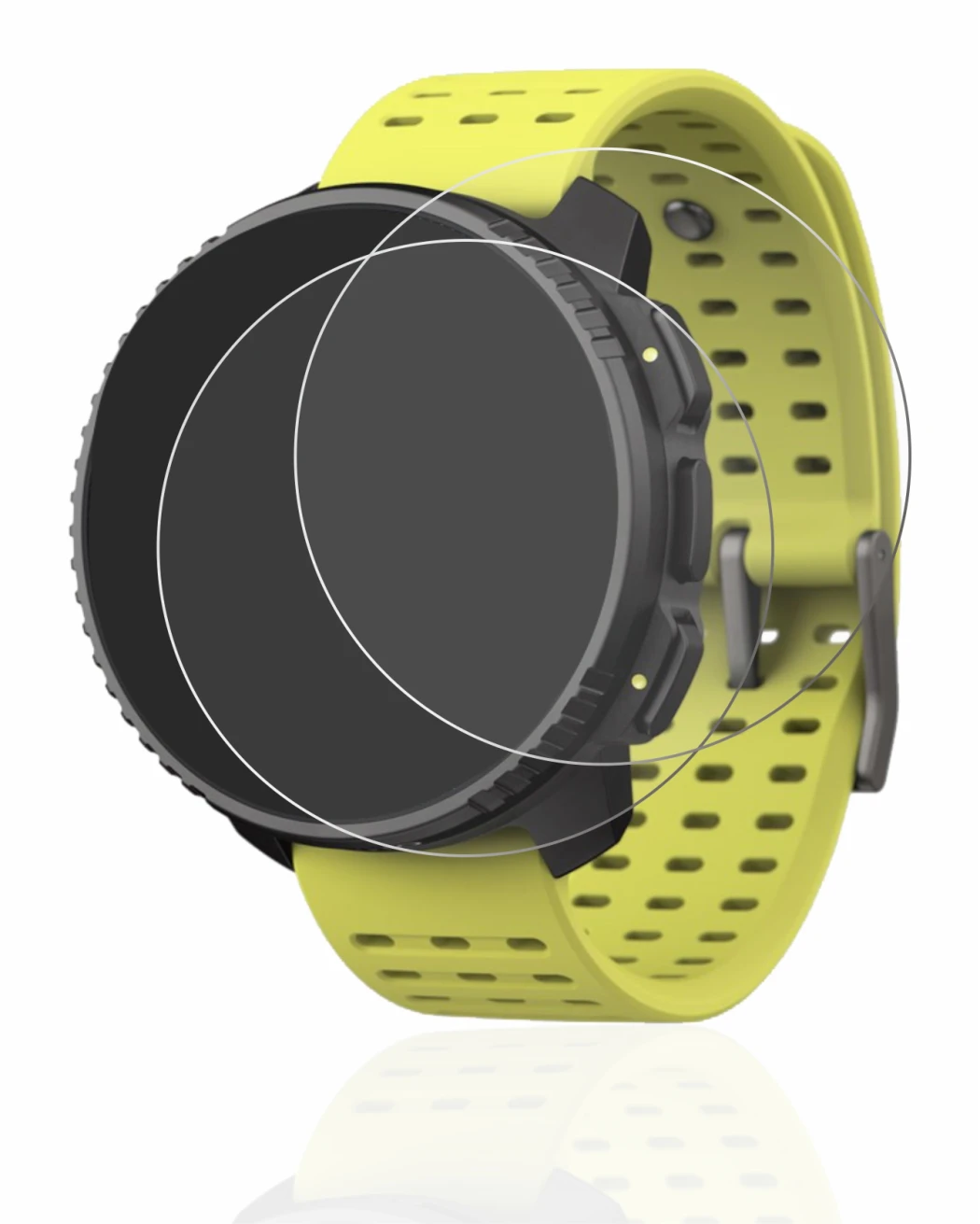 Image de l'appareil Suunto Vertical avec une grande variété de protections d'écran.