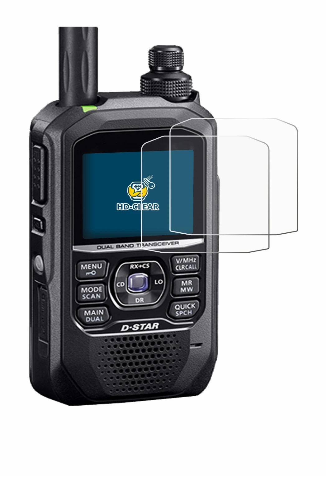 Image de l'appareil Icom ID-50E avec une grande variété de protections d'écran.