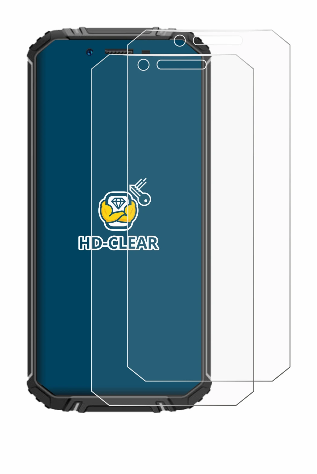 Image de l'appareil Oukitel WP18 avec une grande variété de protections d'écran.