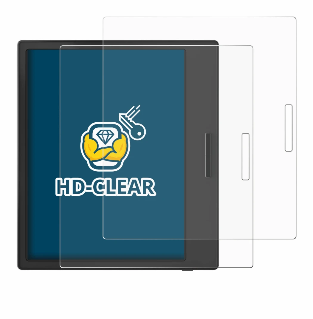 Image de l'appareil Boox Page avec une grande variété de protections d'écran.