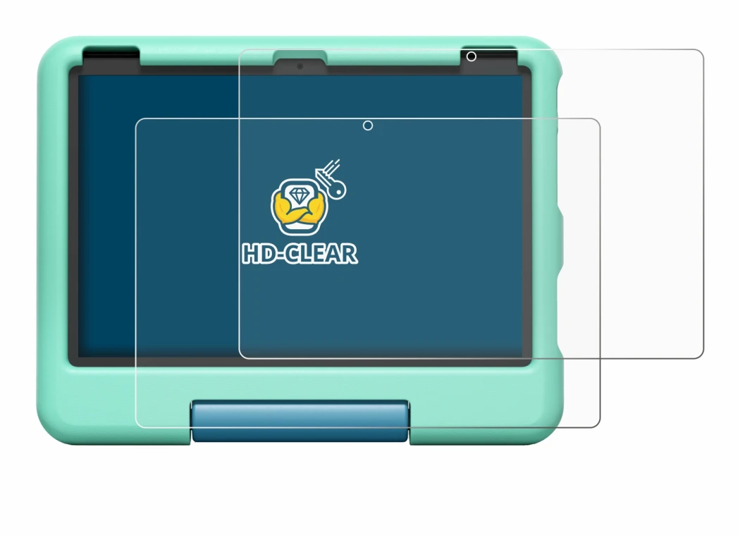 Image de l'appareil Amazon Fire HD 10 Kids 2023 avec une grande variété de protections d'écran.