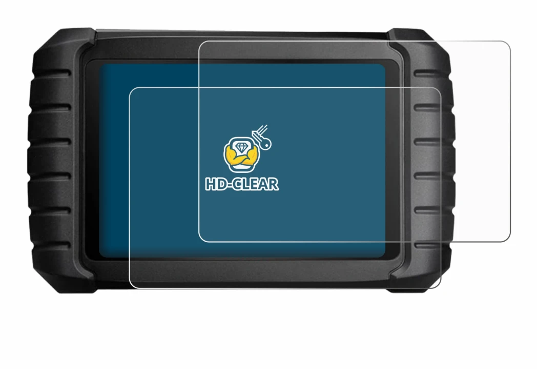 Image de l'appareil iCarsoft CR Max avec une grande variété de protections d'écran.