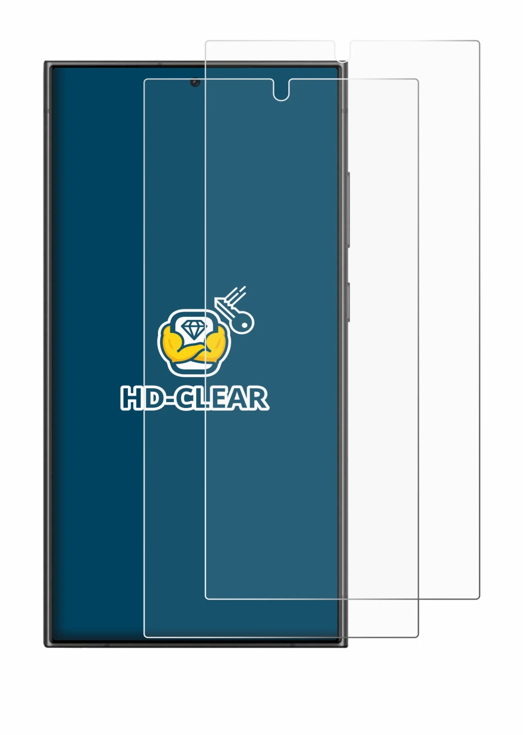 Image de l'appareil Samsung Galaxy S24 Ultra (case-friendly) avec une grande variété de protections d'écran.