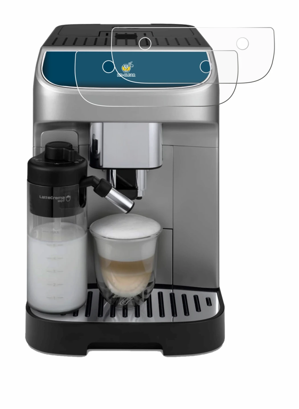 Image de l'appareil DeLonghi Magnifica Plus avec une grande variété de protections d'écran.
